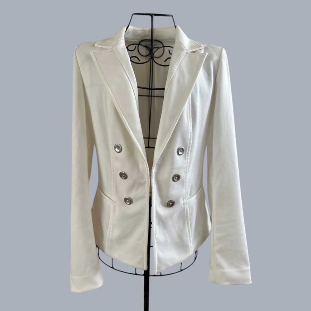 White House Black Market White Blazer Size 00 Double Breasted Tailored Jacket